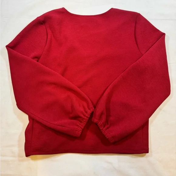Madewell Texture & Thread Red V-Neck Wrap Blouse - Picture 9 of 11